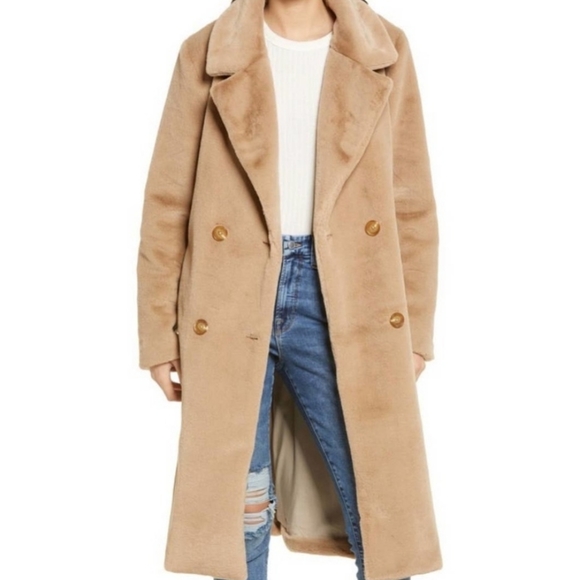 Reformation Hank Teddy Coat Tan Long Double Breasted New With Tags Size … - Picture 4 of 10